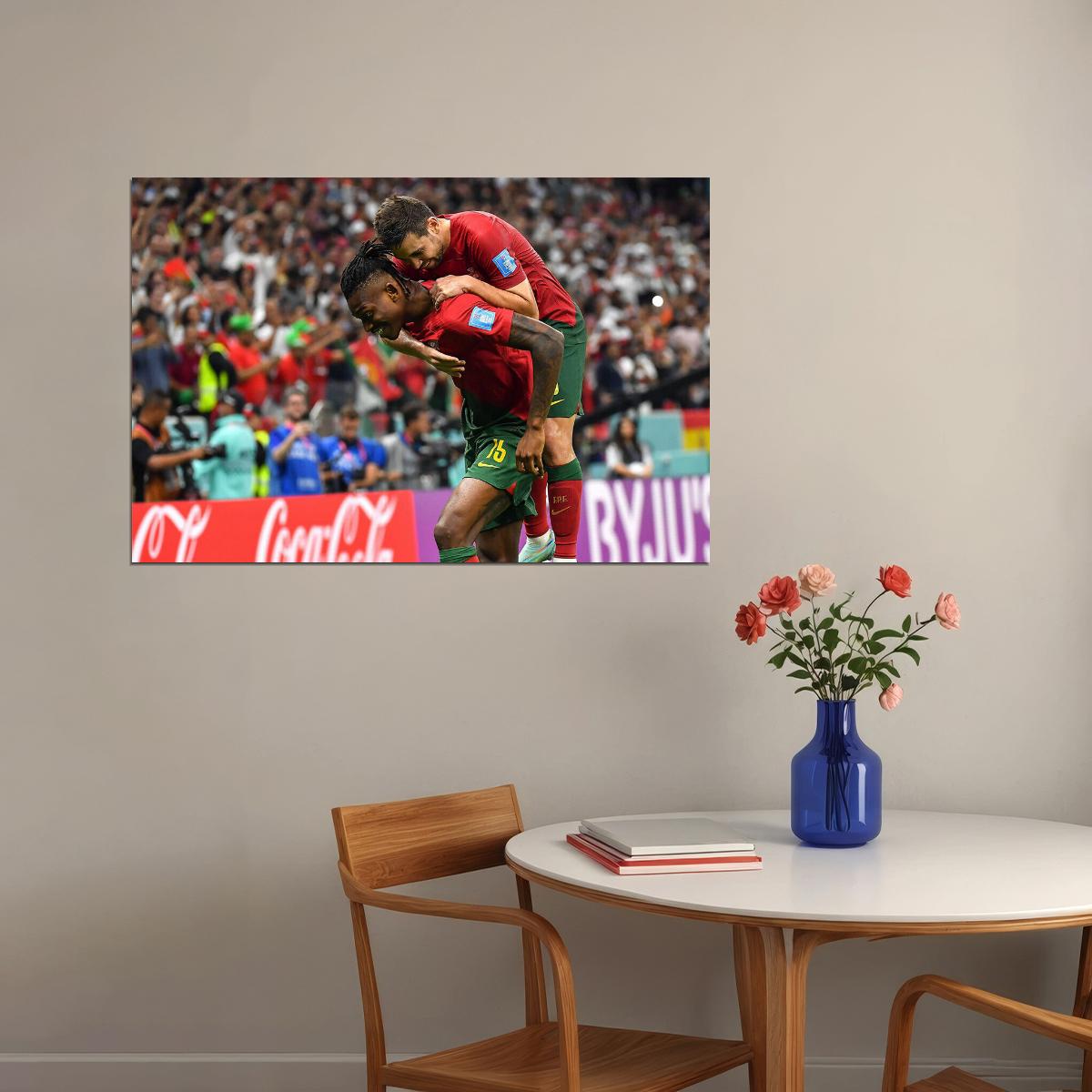 Rafael Leao Goal Celebration Portugal World Cup Poster Wall Art Print Home Wall Decor - xonomax