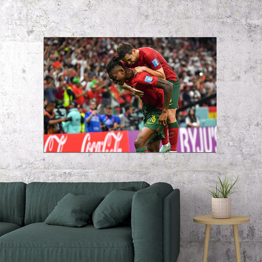 Rafael Leao Goal Celebration Portugal World Cup Poster Wall Art Print Home Wall Decor - xonomax