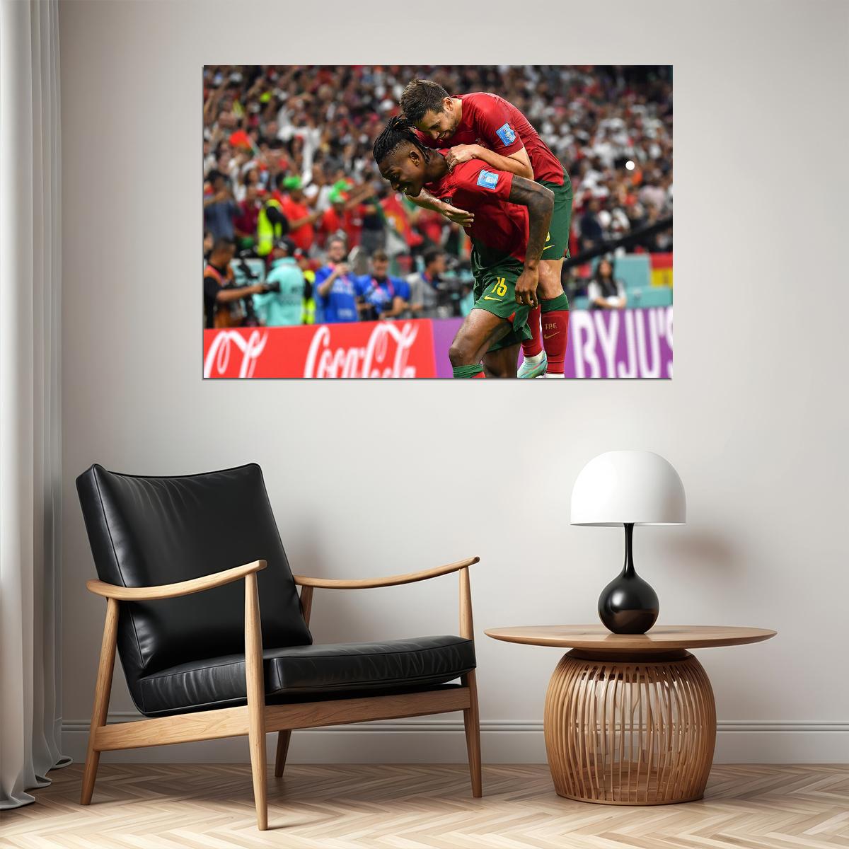 Rafael Leao Goal Celebration Portugal World Cup Poster Wall Art Print Home Wall Decor - xonomax