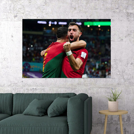 Bruno Fernandes Goal Celebration Portugal World Cup Poster Wall Art Print Home Wall Decor - xonomax