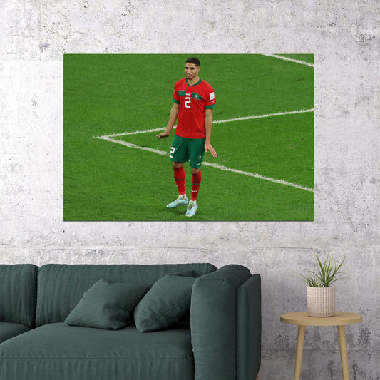 Achraf Hakimi Morocco National Team World Cup Poster Wall Art Print Home Wall Decor - xonomax