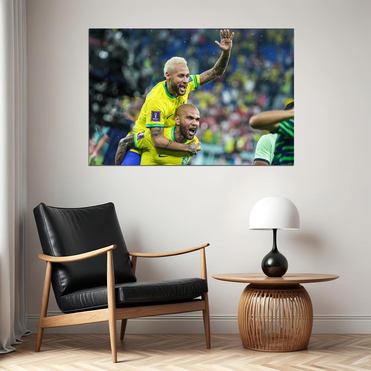 Neymar Dani Alves Brazil National Team World Cup Poster Wall Art Print Home Wall Decor - xonomax