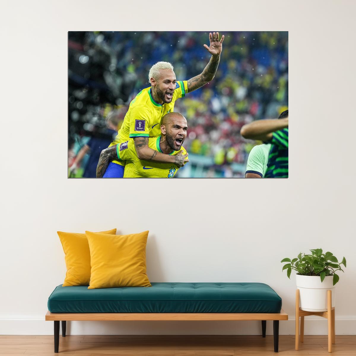 Neymar Dani Alves Brazil National Team World Cup Poster Wall Art Print Home Wall Decor - xonomax