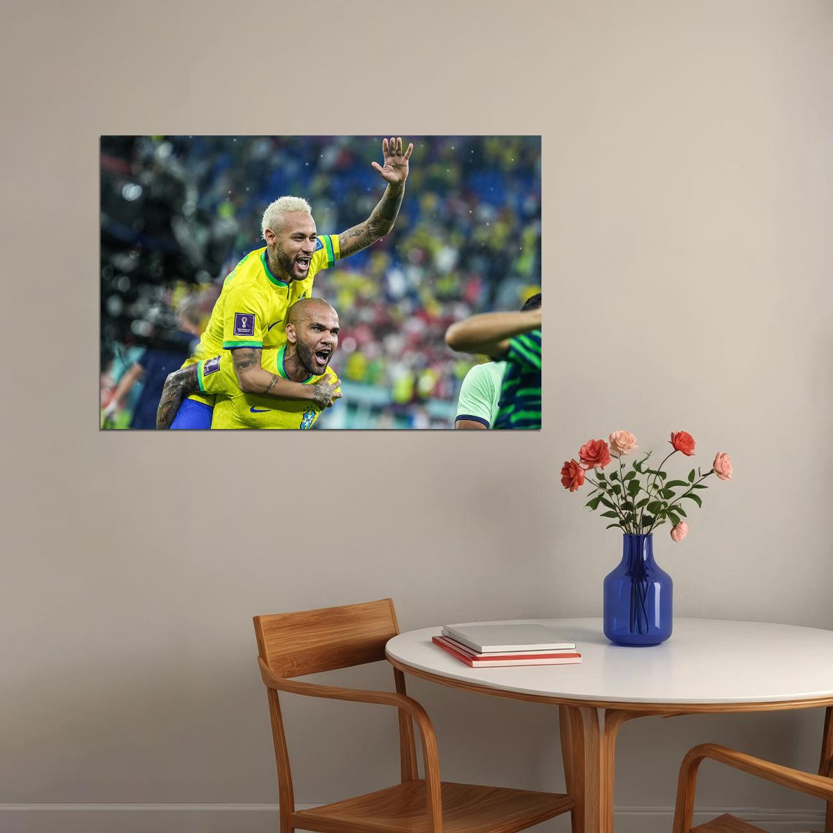 Neymar Dani Alves Brazil National Team World Cup Poster Wall Art Print Home Wall Decor - xonomax
