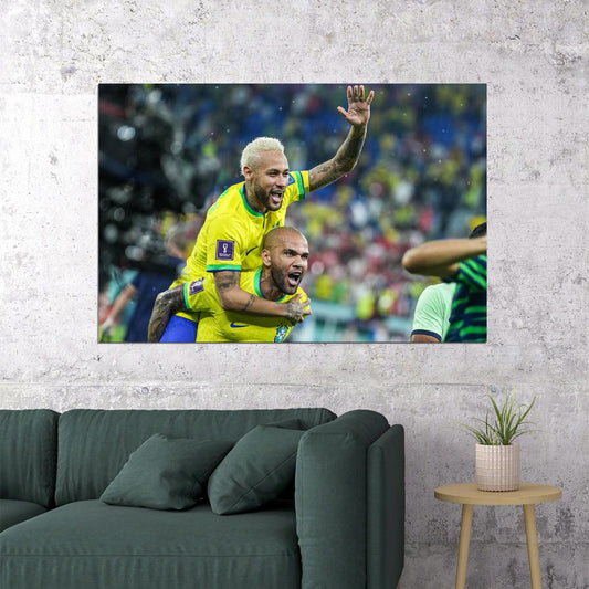 Neymar Dani Alves Brazil National Team World Cup Poster Wall Art Print Home Wall Decor - xonomax