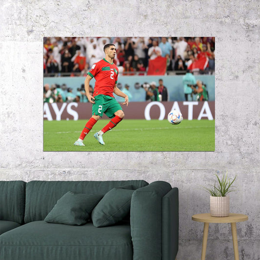 Achraf Hakimi Morocco National Team World Cup Poster Wall Art Print Home Wall Decor - xonomax