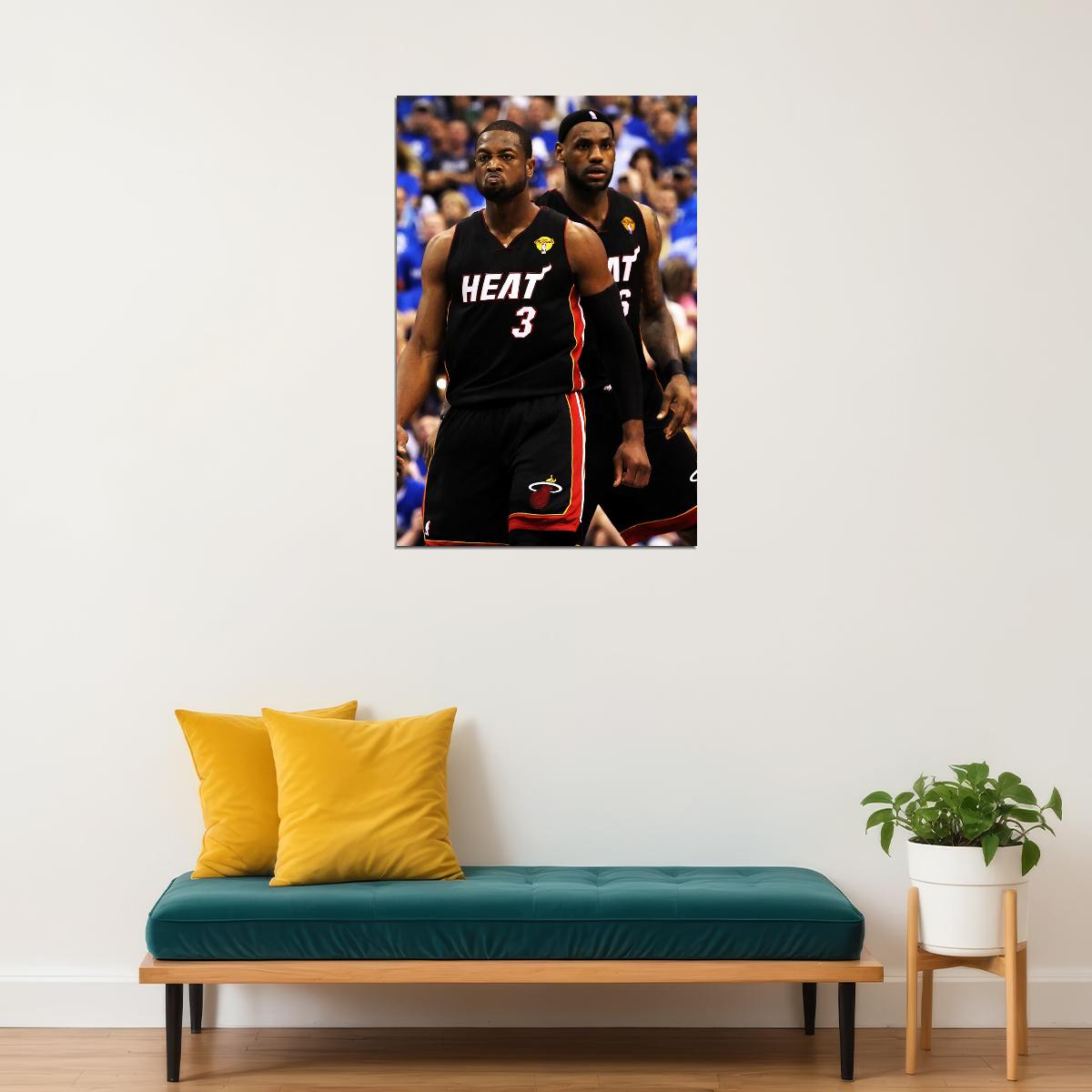 Dwayne Wade Assist To Lebron James Basketball Poster Wall Art Print Home Wall Decor - xonomax