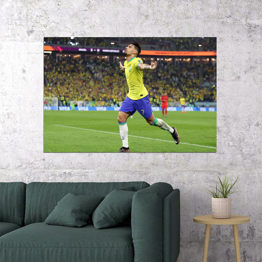 Lucas Paqueta Goal Celebration Brazil World Cup Fans Poster Wall Art Print Home Wall Decor - xonomax