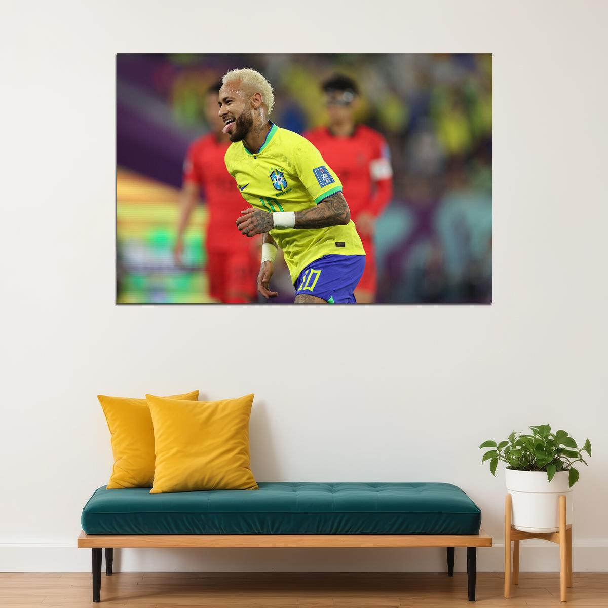 Neymar Goal Celebration Brazil World Cup Sport Poster Wall Art Print Home Wall Decor - xonomax