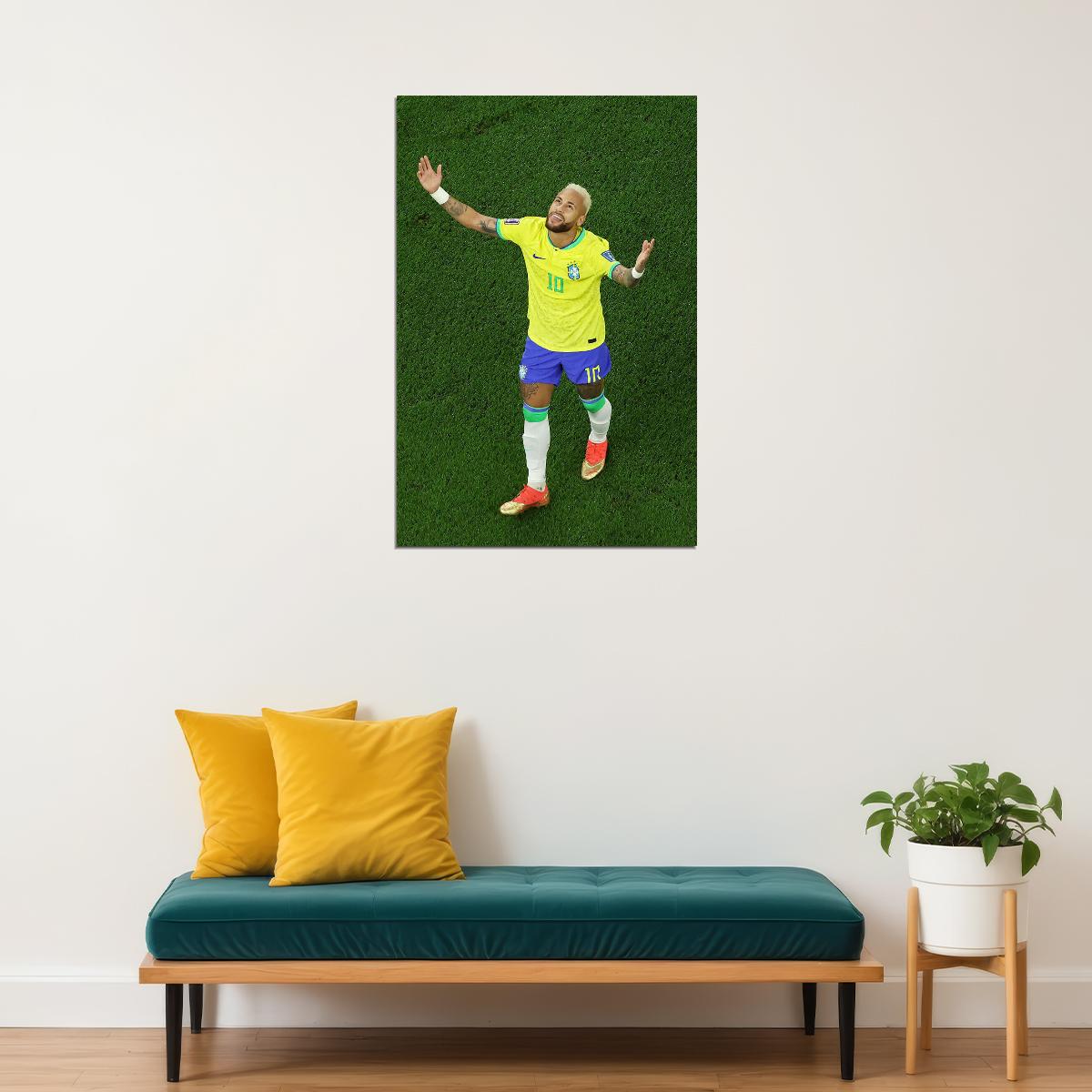 Neymar Goal Celebration Brazil World Cup Fans Poster Wall Art Print Home Wall Decor - xonomax