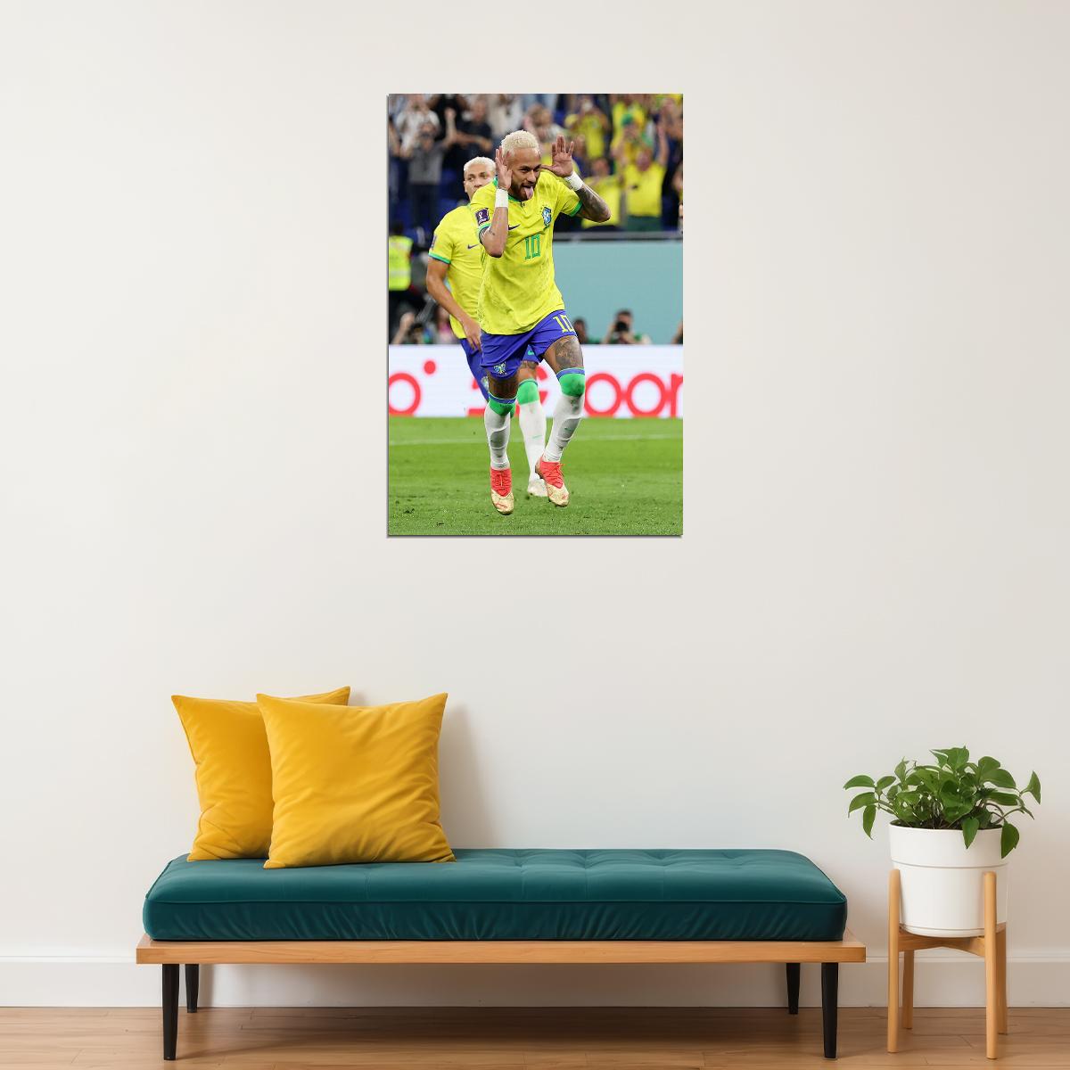 Neymar Goal Celebration Brazil World Cup Poster Wall Art Print Home Wall Decor - xonomax