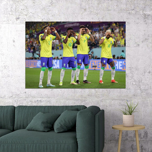 Brazil National Team Goal Celebration World Cup Poster Wall Art Print Home Wall Decor - xonomax