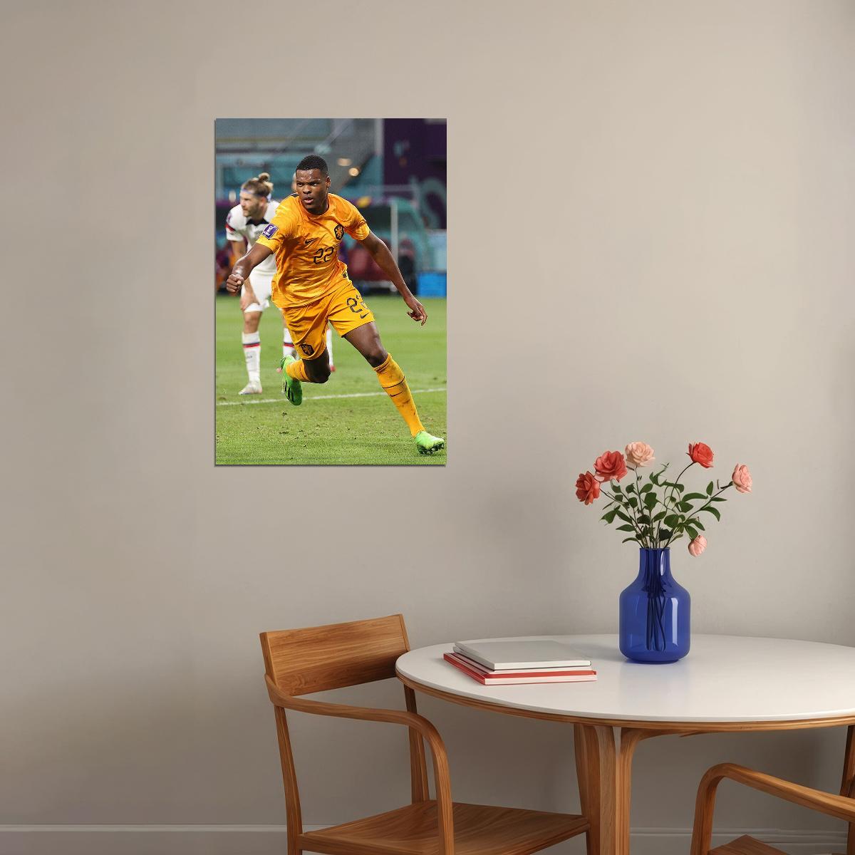 Denzel Dumfries Netherlands National Team World Cup Poster Wall Art Print Home Wall Decor - xonomax