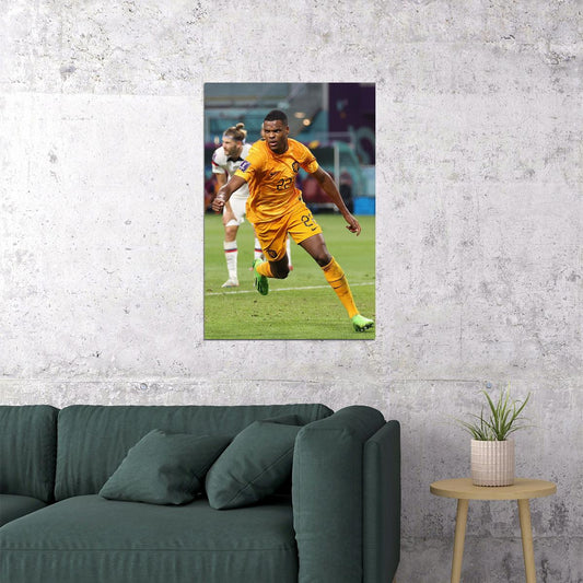 Denzel Dumfries Netherlands National Team World Cup Poster Wall Art Print Home Wall Decor - xonomax