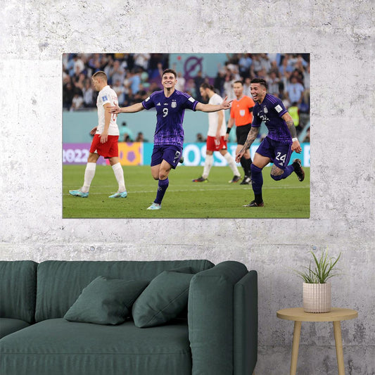 Julian Alvarez Goal Celebration Argentina World Cup Poster Wall Art Print Home Wall Decor - xonomax