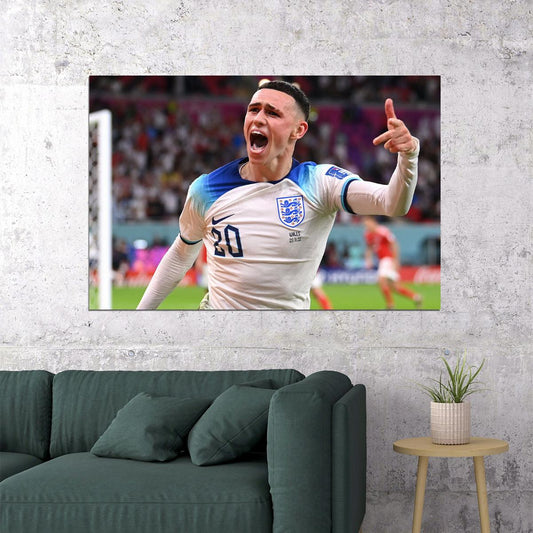 Phil Foden Goal Celebration England World Cup Poster Wall Art Print Home Wall Decor - xonomax