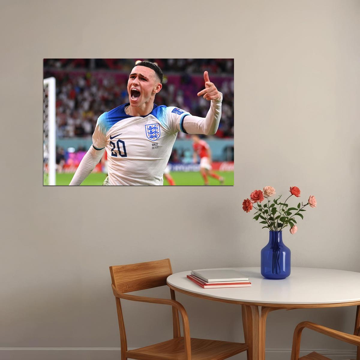 Phil Foden Goal Celebration England World Cup Poster Wall Art Print Home Wall Decor - xonomax
