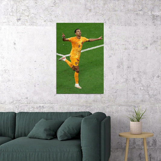 Cody Gakpo Goal Celebration Netherlands World Cup Poster Wall Art Print Home Wall Decor - xonomax
