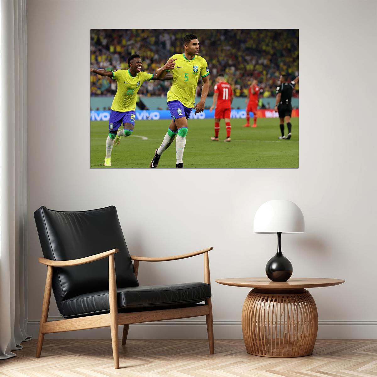 Casemiro Goal Celebration Brazil World Cup Poster Wall Art Print Home Wall Decor - xonomax