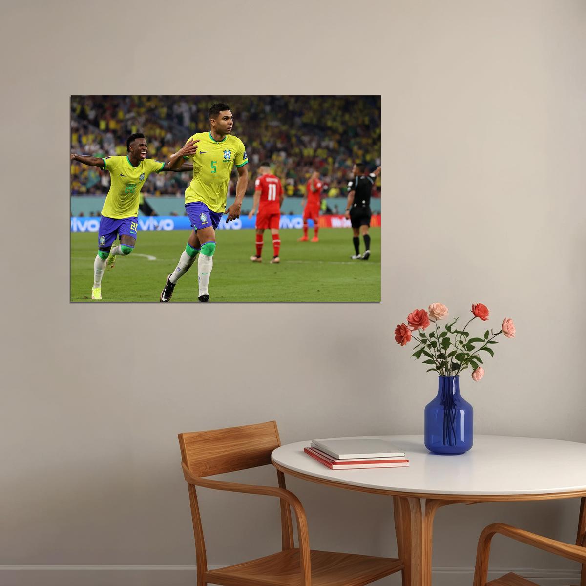 Casemiro Goal Celebration Brazil World Cup Poster Wall Art Print Home Wall Decor - xonomax