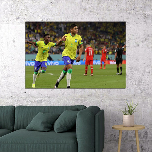 Casemiro Goal Celebration Brazil World Cup Poster Wall Art Print Home Wall Decor - xonomax