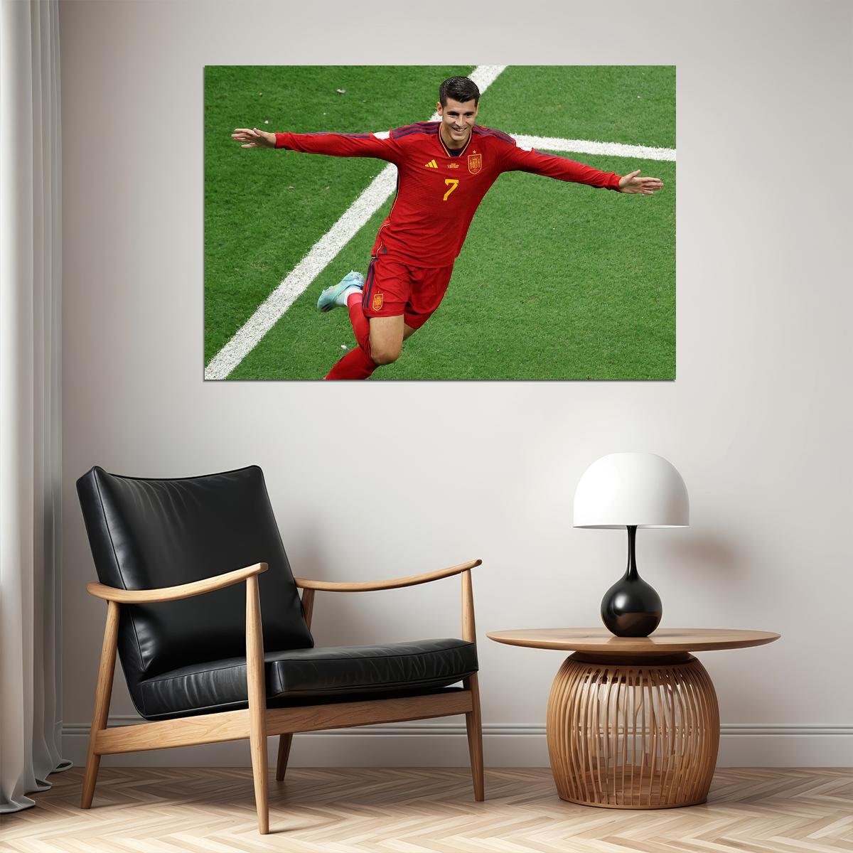 Alvaro Morata Goal Celebration Spain Fans World Cup Poster Wall Art Print Home Wall Decor - xonomax