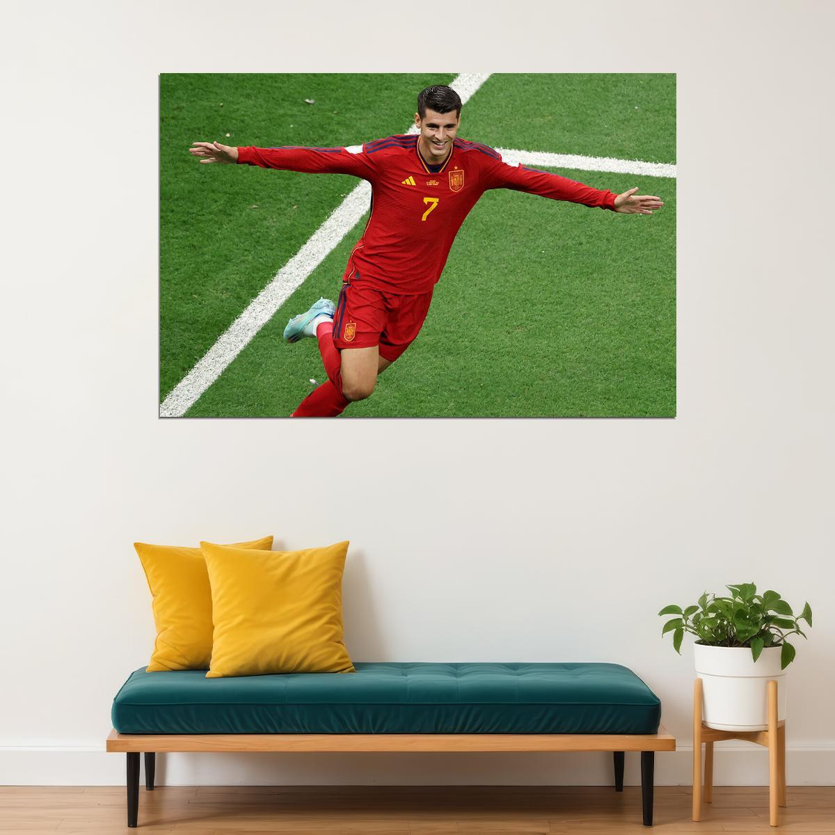 Alvaro Morata Goal Celebration Spain Fans World Cup Poster Wall Art Print Home Wall Decor - xonomax