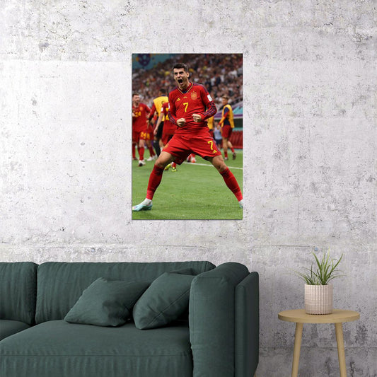Alvaro Morata Goal Celebration Spain World Cup Poster Wall Art Print Home Wall Decor - xonomax