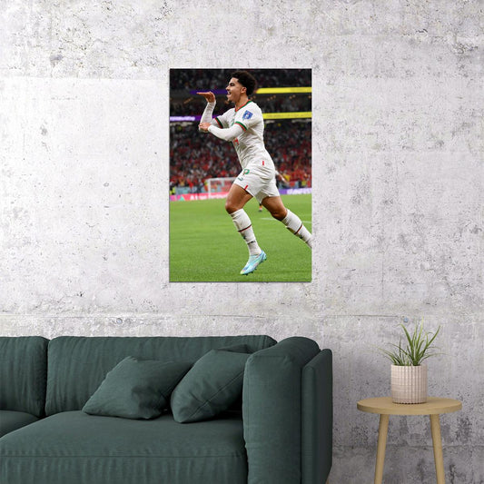 Zakaria Aboukhlal Goal Celebration Morocco World Cup Poster Wall Art Print Home Wall Decor - xonomax