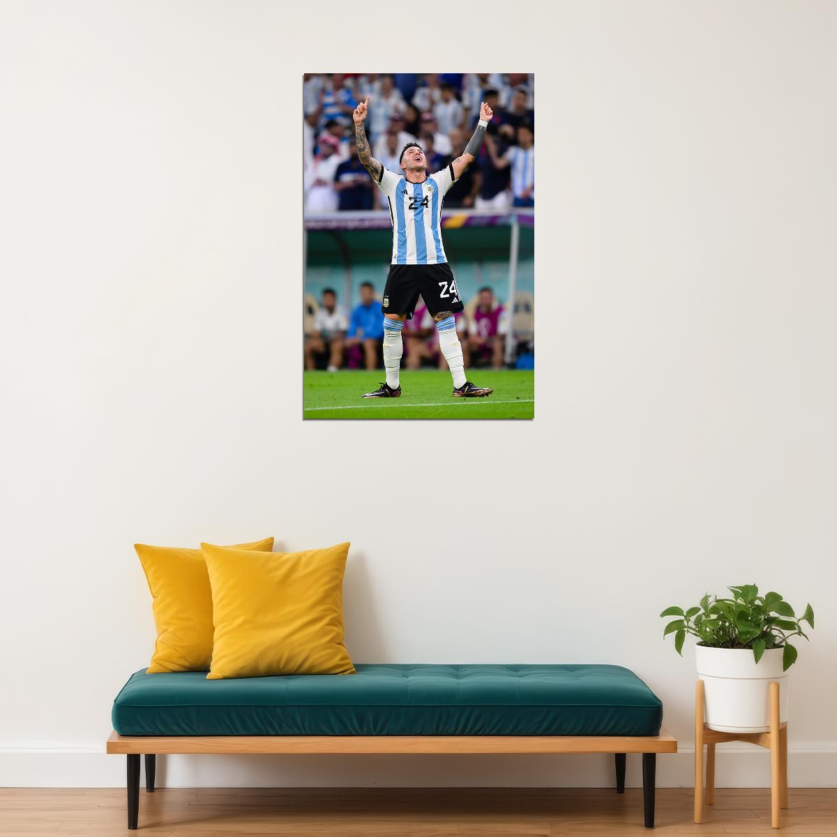 Enzo Fernandez Argentina National Team World Cup Poster Wall Art Print Home Wall Decor - xonomax