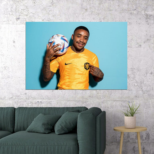 Steven Bergwijn Netherland World Soccer Fans 2022 Poster Wall Art Print Home Wall Decor - xonomax