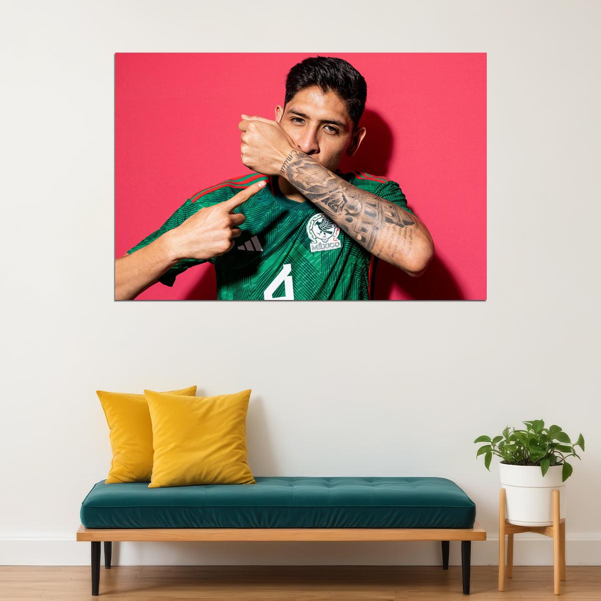 Edson Alvarez Mexico World Soccer Fans 2022 Poster Wall Art Print Home Wall Decor - xonomax
