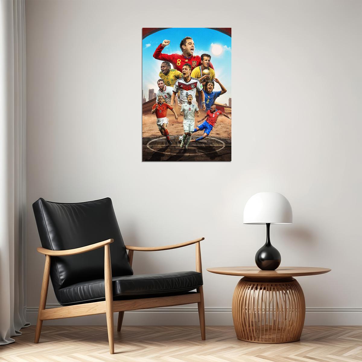 Soccer Number 8 Xavi Dunga Ozil Stoichkov Gattuso Bergkamp Poster Wall Art Print Home Wall Decor - xonomax