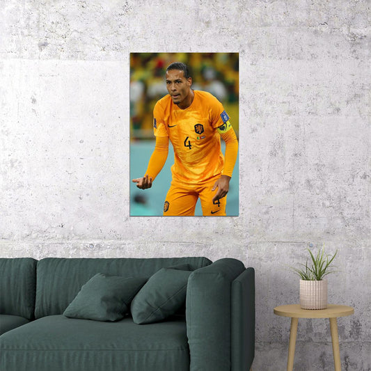 Virgil Van Dijk Netherlands World Soccer 2022 Fans Poster Wall Art Print Home Wall Decor - xonomax