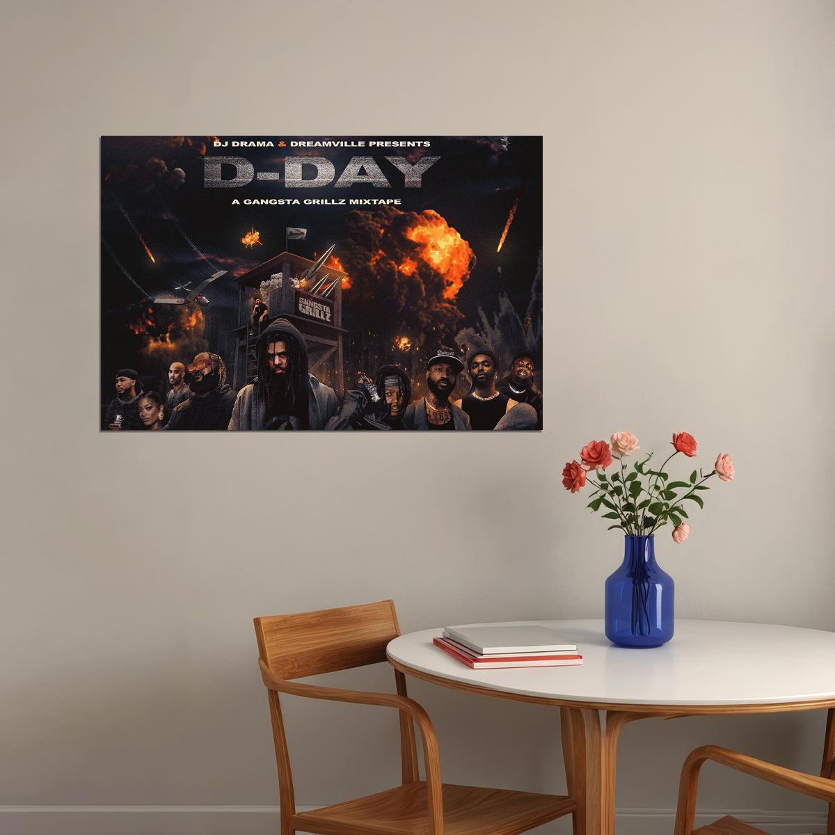 J. Cole D Day A Gangsta Grillz Mixtape Poster Wall Art Print Home Wall Decor - xonomax