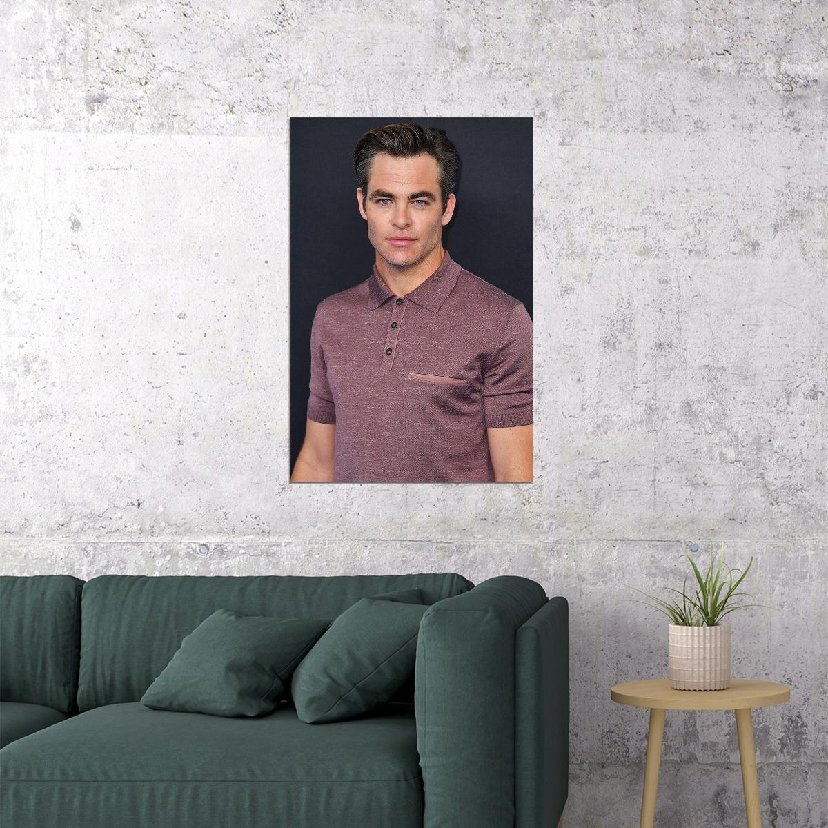Chris Pine American Cinema Actor Famous Artist Poster Wall Art Print Home Wall Decor - xonomax