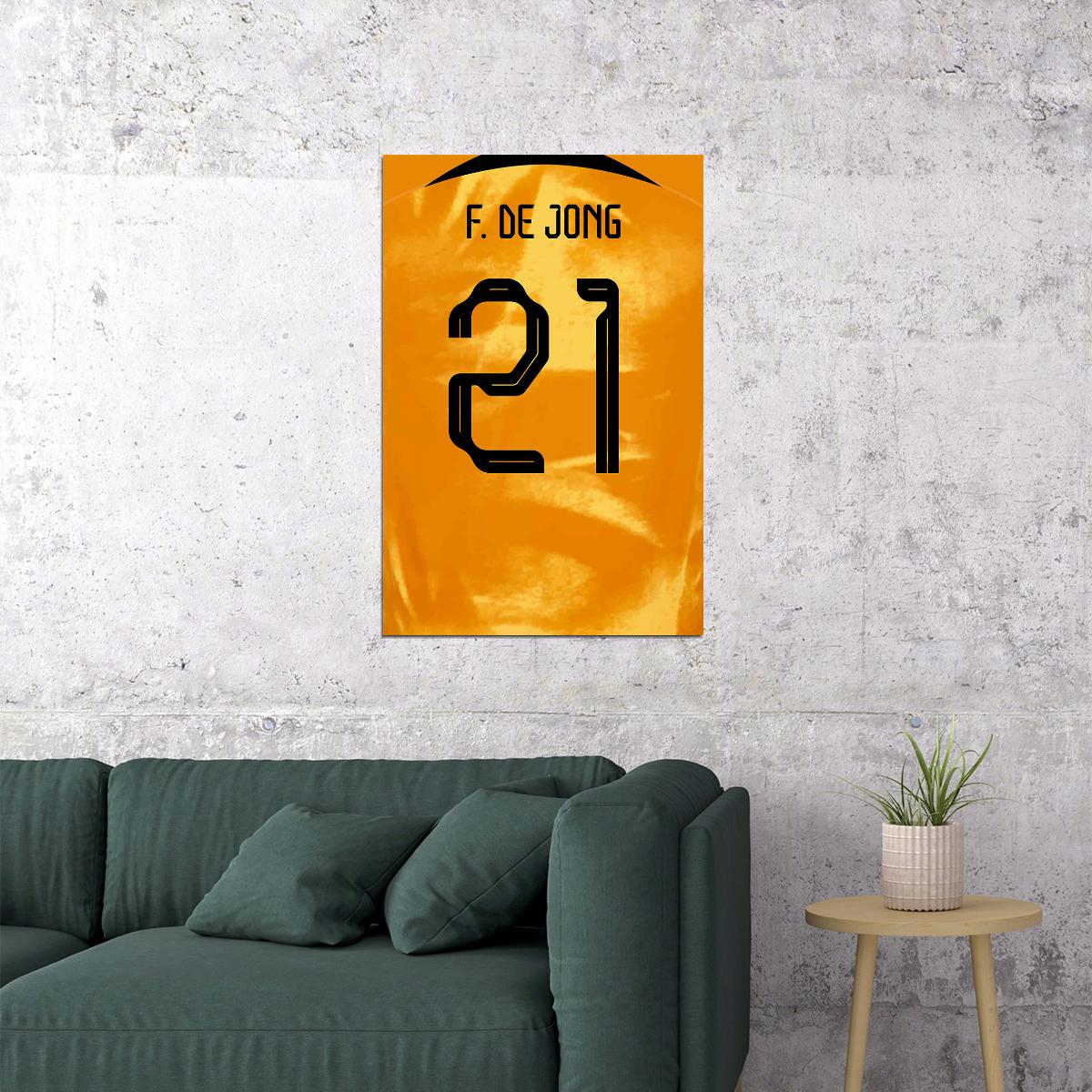Netherlands #21 Frenkie De Jong World Soccer Championship Poster Wall Art Print Home Wall Decor