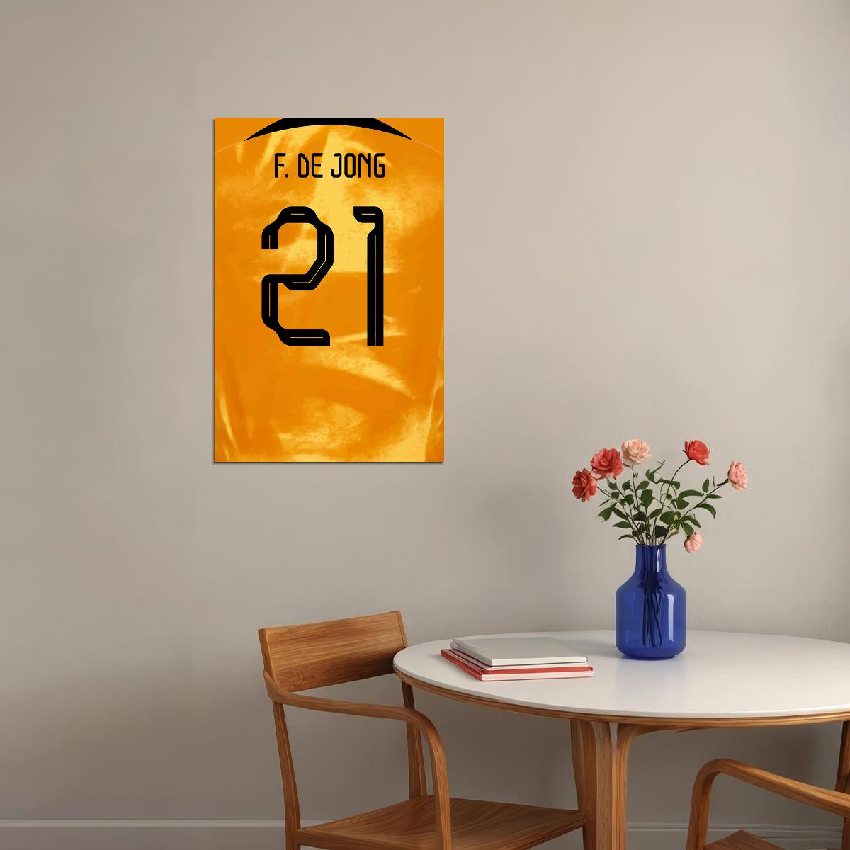 Netherlands #21 Frenkie De Jong World Soccer Championship Poster Wall Art Print Home Wall Decor