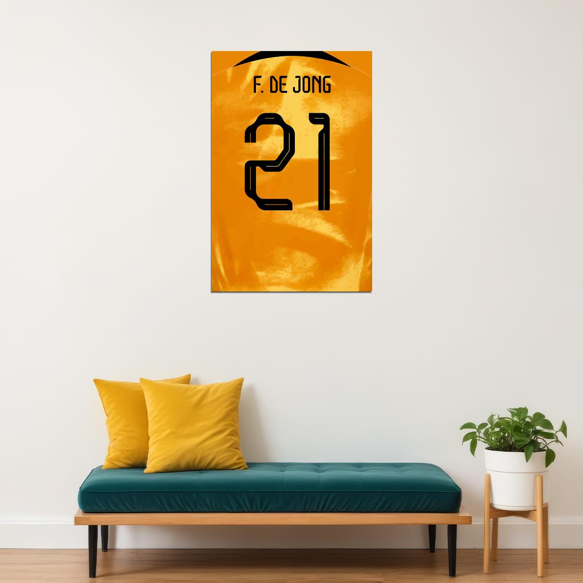 Netherlands #21 Frenkie De Jong World Soccer Championship Poster Wall Art Print Home Wall Decor