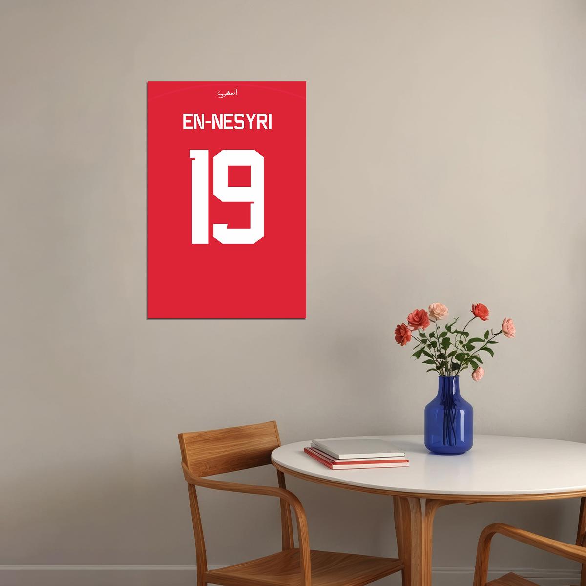 Youssef En Nesyri #19 Morocco World Soccer Championship Poster Wall Art Print Home Wall Decor