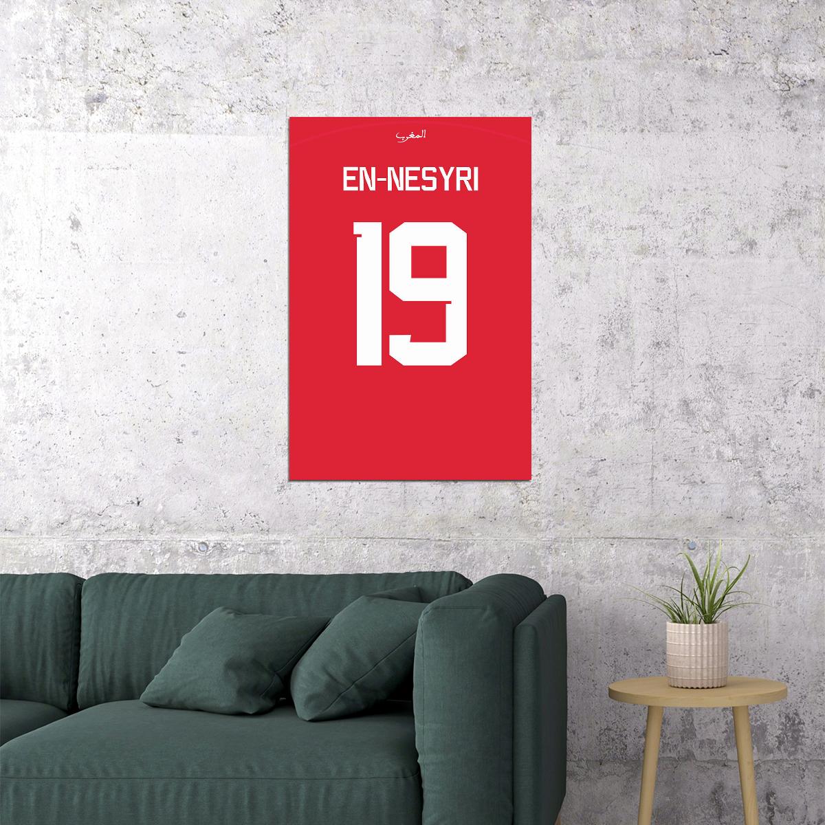 Youssef En Nesyri #19 Morocco World Soccer Championship Poster Wall Art Print Home Wall Decor