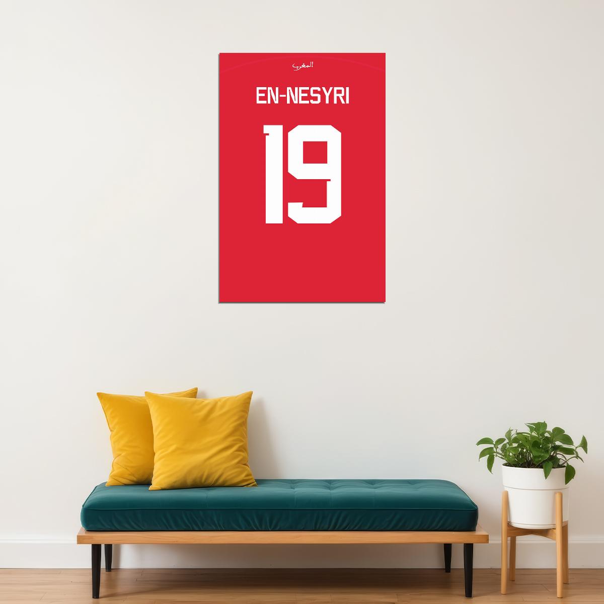 Youssef En Nesyri #19 Morocco World Soccer Championship Poster Wall Art Print Home Wall Decor