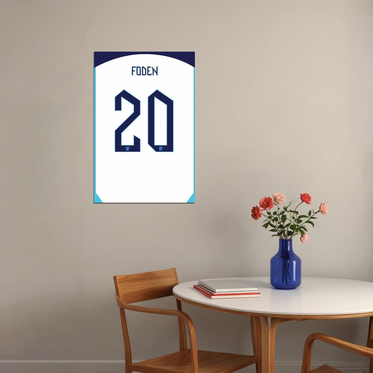 Phil Foden #20 England World Soccer Championship Poster Wall Art Print Home Wall Decor - xonomax