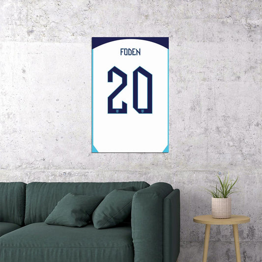 Phil Foden #20 England World Soccer Championship Poster Wall Art Print Home Wall Decor - xonomax