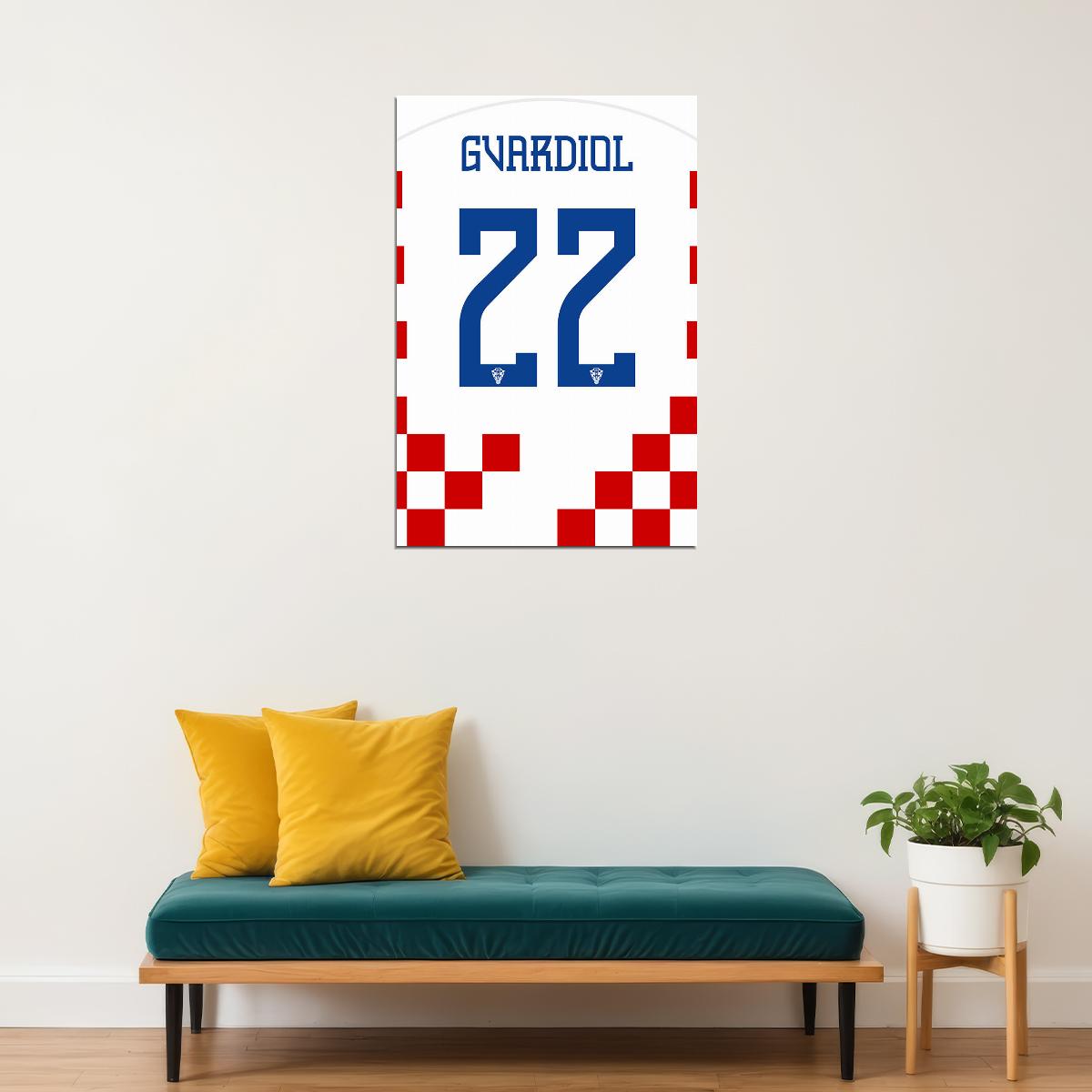 Croatia #22 Josko Gvardiol World Soccer Championship Poster Wall Art Print Home Wall Decor - xonomax
