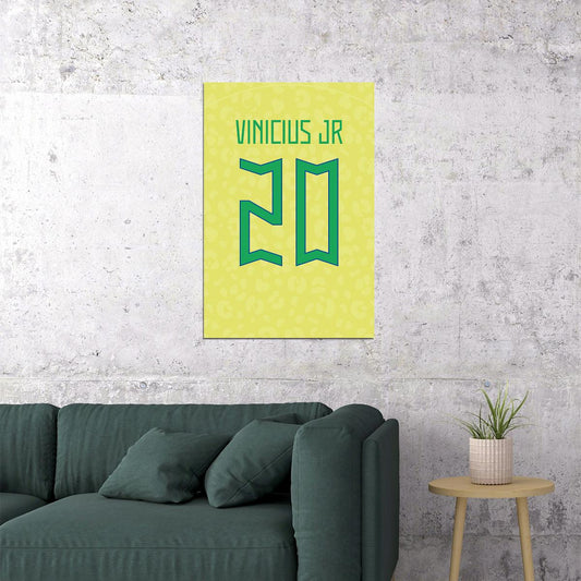 Brazil #20 Vinicius Jr World Soccer Championship Poster Wall Art Print Home Wall Decor - xonomax