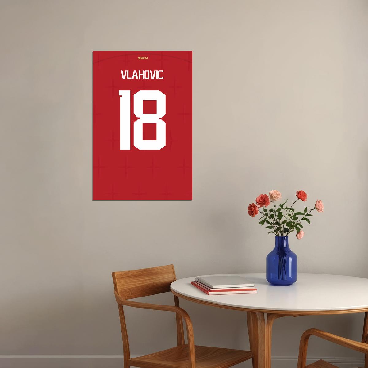 Serbia #18 Dusan Vlahovic World Soccer Championship Poster Wall Art Print Home Wall Decor