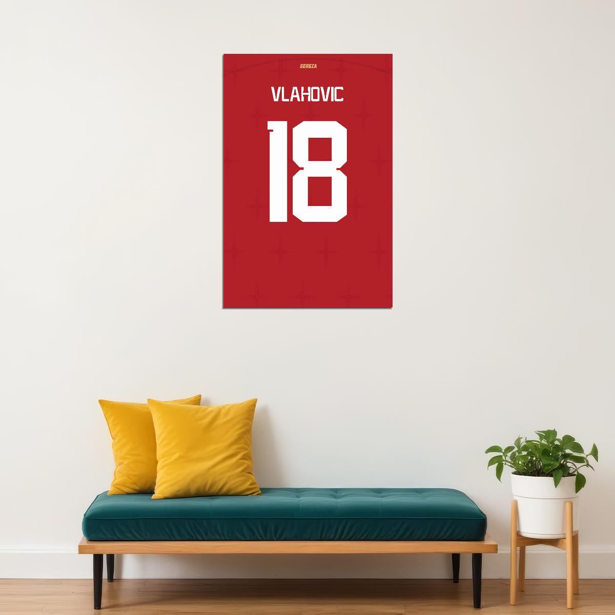Serbia #18 Dusan Vlahovic World Soccer Championship Poster Wall Art Print Home Wall Decor