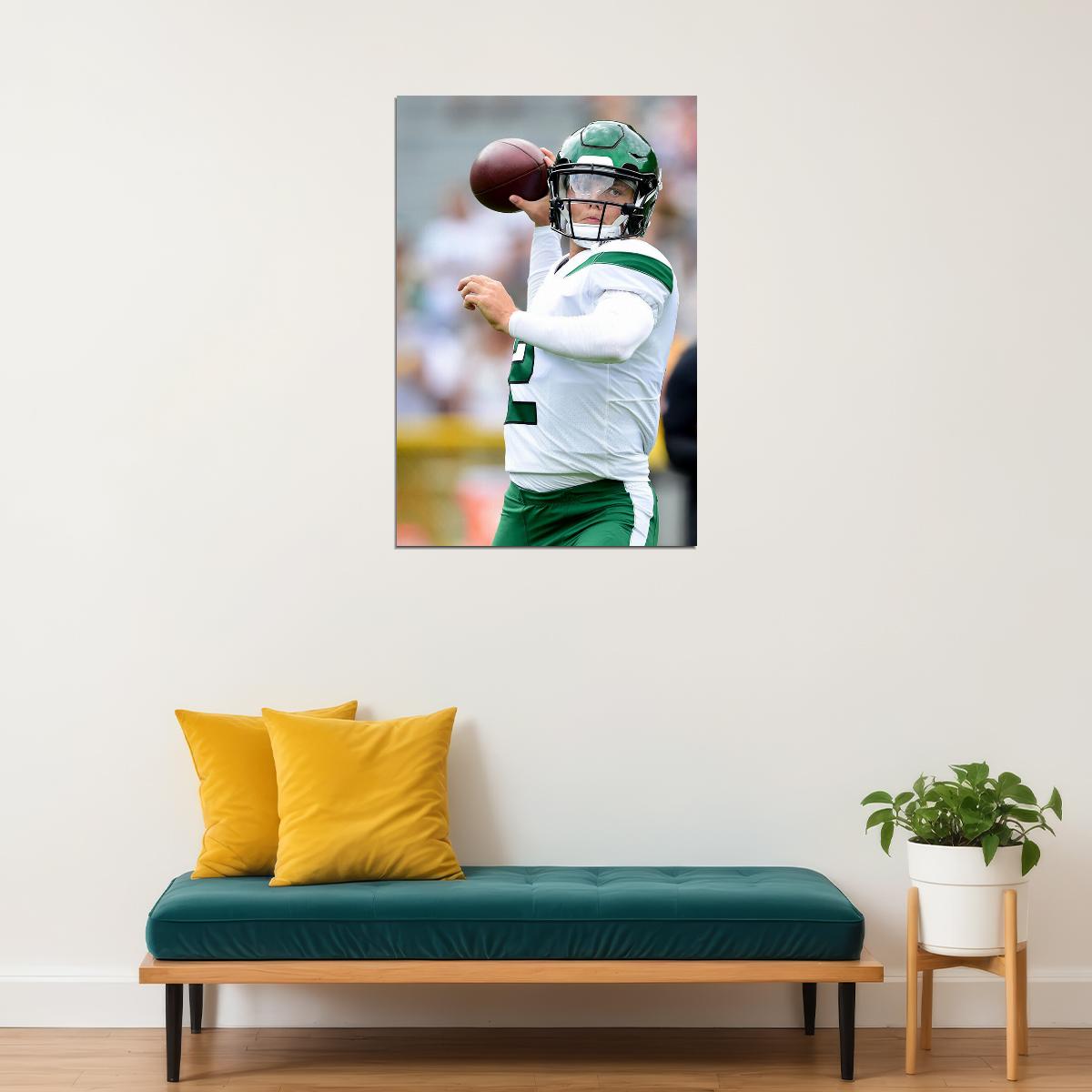 New York Jets Zach Wilson American Football Player Poster Wall Art Print Home Wall Decor - xonomax