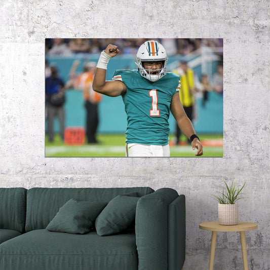 Miami Dolphins American Football Player Tua Tagovailoa Poster Wall Art Print Home Wall Decor - xonomax